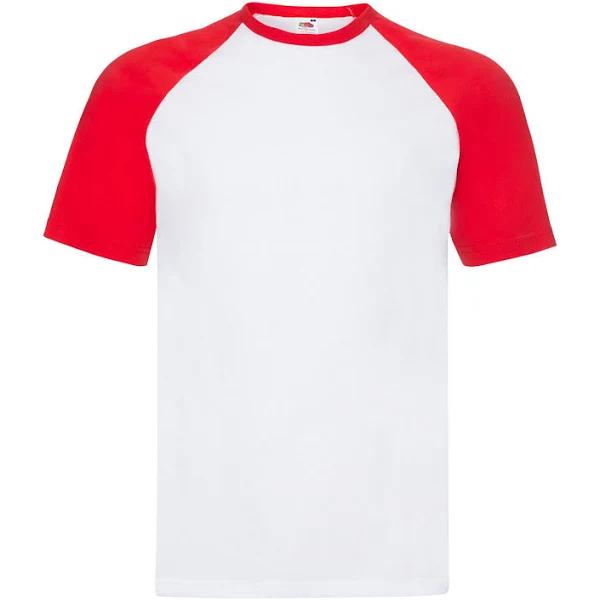 Fruit of The Loom Unisex Adult Contrast Panel Baseball T-Shirt White/Red L Cotton Unisex T-Shirt