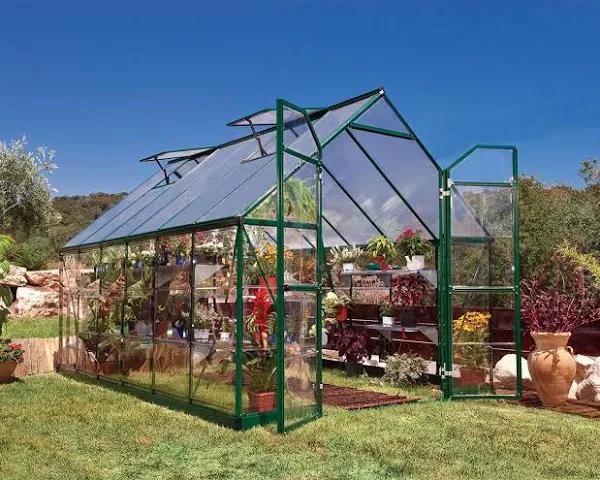 Maze Walk in Polycarbonate Greenhouse Grey Frame 8ft x 12ft