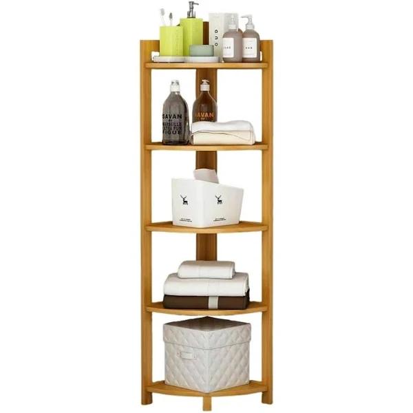 GOMINIMO 5 Tier Bamboo Corner Shelf