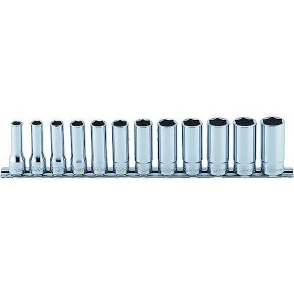 Ko-Ken 12pc 3/8" Dr Metric Deep Socket Set On Rail (8-19 mm)