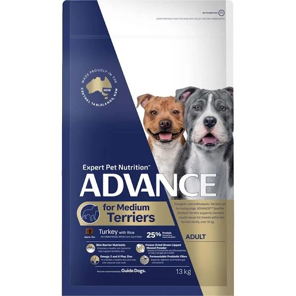 Advance Medium Terriers Turkey Dry Dog Food - 26kg