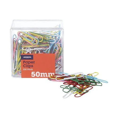 J.Burrows 50mm Paper Clips Assorted 200 Pack