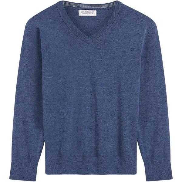 Buchanan Ashby V-Neck Knit - Airforce Blue Melange - Size:M - M.J.Bale