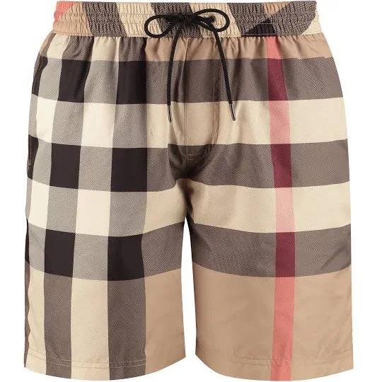 Burberry Beige Exaggerated Check Swim Shorts