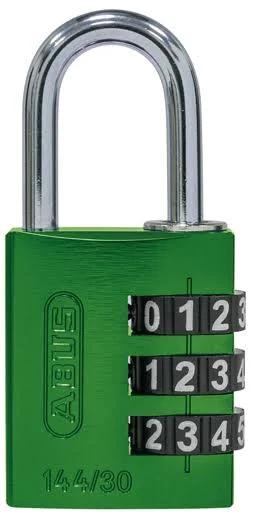 Abus 144/30 3-Wheel Combination Padlock With Aluminium Body in Green