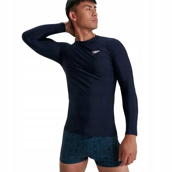 Speedo Mens Long Sleeve Rash Top True Navy/White / M