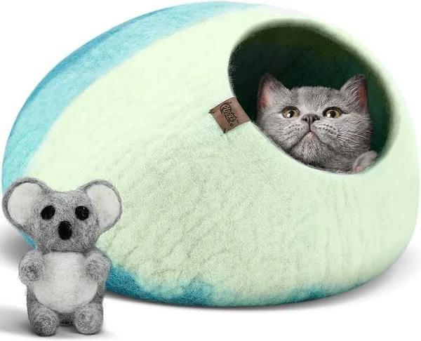 PURRZ Felt Cat Caves For Indoor Cats, Handmade Merino Wool Cute Cat Bed - Premium Cat Cave Bed, Soft Cozy Felted Wool Cat Bed, Modern Cat Hideout -