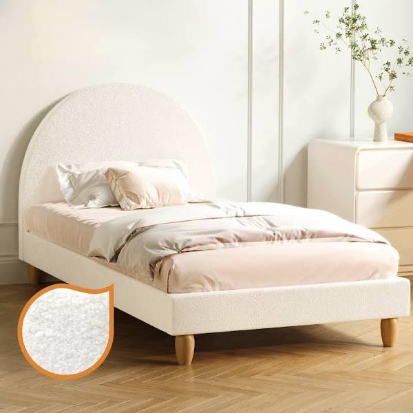 Oikiture Bed Frame Single Size Boucle Fabric Arched Beds Platform