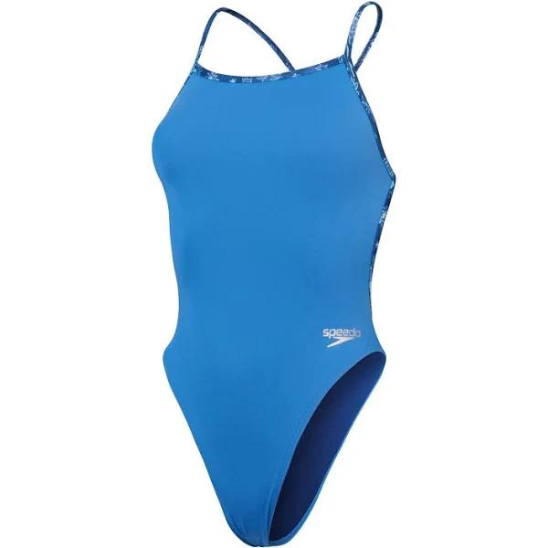 Speedo, Solid VBack, Swimsuit, Blue, Women - 34