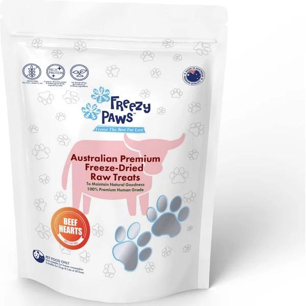 Freezy Paws Pets Cat Dog Freeze Dried Beef Heart Raw Treats - 100g