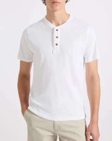 Marcs Men Jace Slub Henley Tee in White, Size L