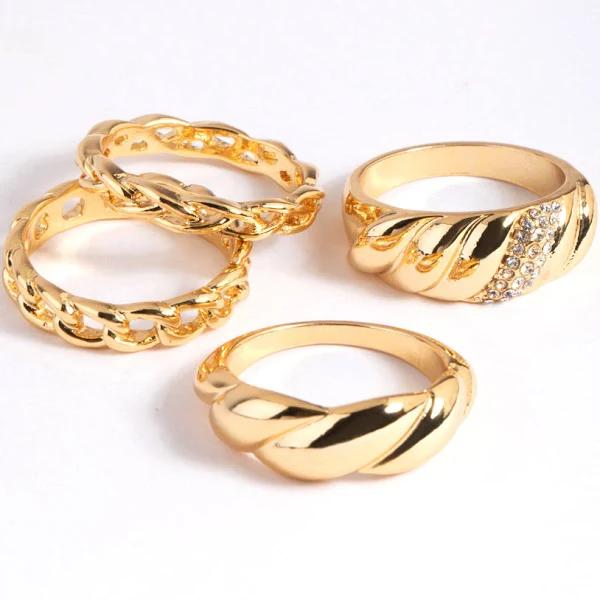 Lovisa Gold Plated Croissant Ring Pack, Size: Small/Medium