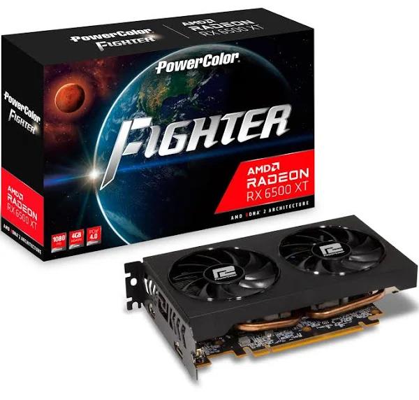 PowerColor Fighter AMD Radeon RX 6500 XT Graphics Card 4GB GDDR6, PCIe 4.0, Dual