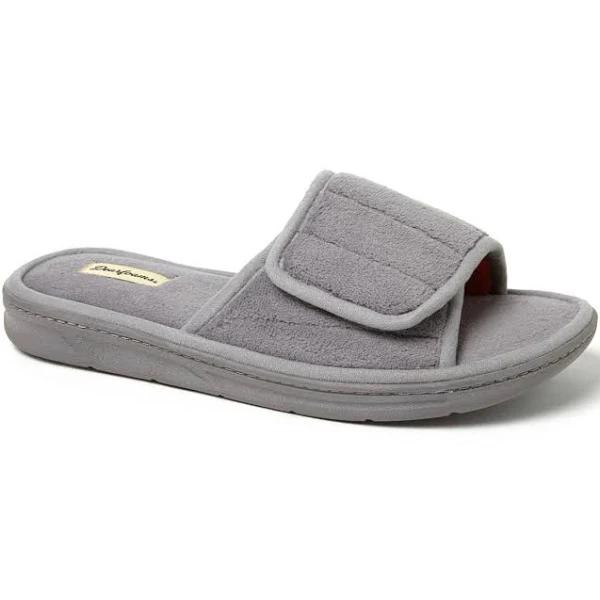 Dearfoams Mens Comfortable Collin Terry Adjustable Slide Slippers - 13-14 US or Xlarge / Grey