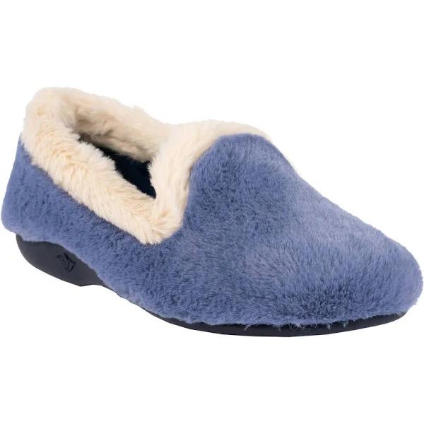 Lunar Womens/Ladies Shake Faux Fur Trim Slippers (Blue) (6 UK)