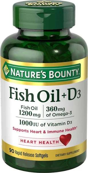 Nature's Bounty Fish Oil + D3 - 90 Rapid Release Softgels