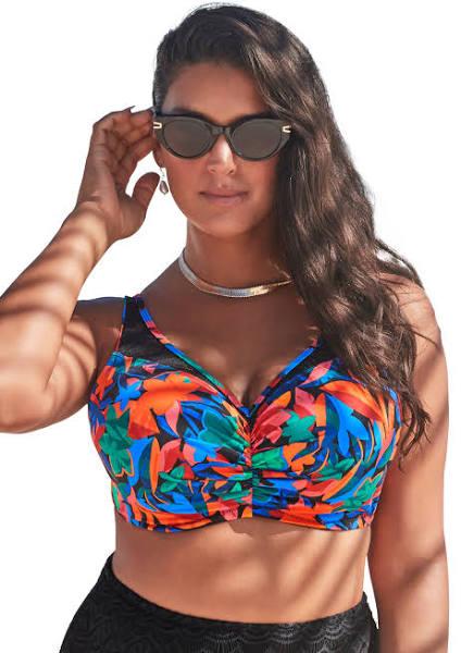 Plus Size Women's Crochet Bra Sized Underwire Bikini Top by Swimsuits For All in Bright Tropics (Size 46 g)