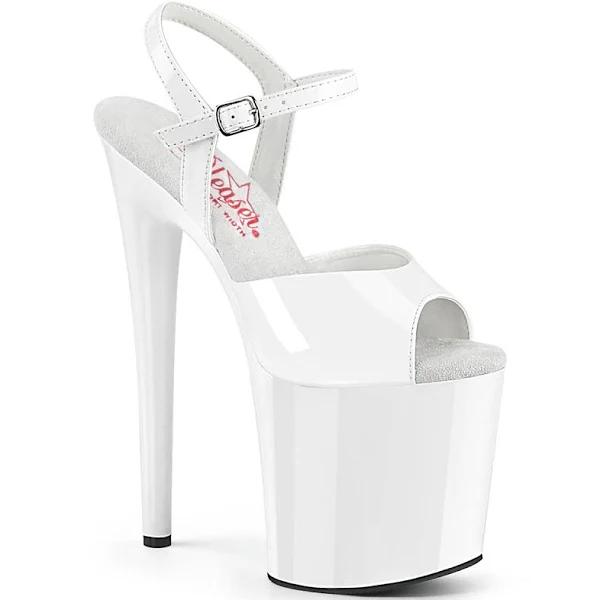 Pleaser NAUGHTY-809 White Patent Platform Sandal Size 9