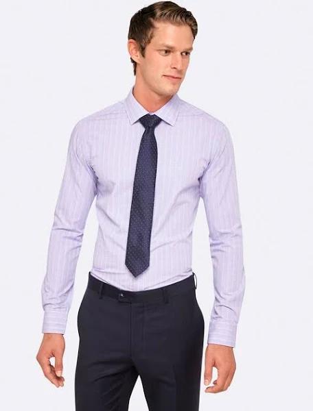 Oxford Shop - Beckton Checked Shirt LT Shirts Career Slim Fit Purple / L