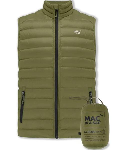 Mac in A Sac Packable Adult Mens Lightweight Alpine Duck Down Vest Khaki XL