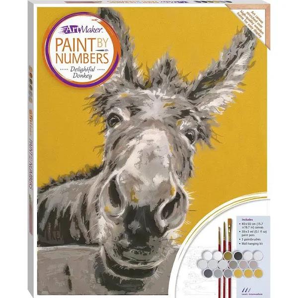 Art Maker Paint by Numbers Canvas - Delightful Donkey | Yellow