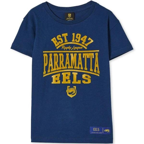 NRL Kids Distressed Flock Tee Shirt - Parramatta Eels - Toddler Youth T-Shirt