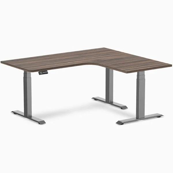 Desky L-Shape Melamine Sit Stand Desk - Jarrah Legno 1600x1400mm