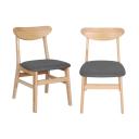 2x Dining Chair Kitchen Table Chair Natural Wood Linen Fabric Cafe Lounge