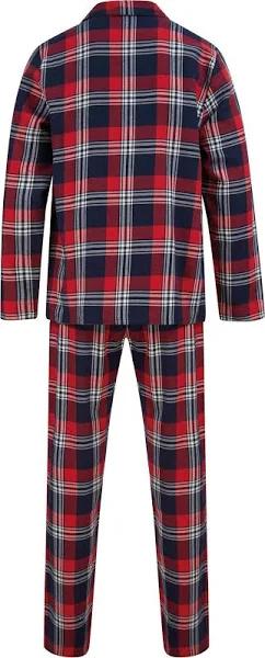 SF Mens Tartan Pyjama Set Red/Navy XS Cotton Mens Pyjama Set