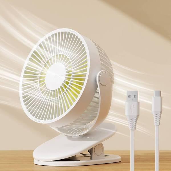 JISULIFE Stroller Fan Clip On Desk Fan, 4000mah Battery Operated Fan, Quiet & Narrow Slot Design, 4 Speeds, Max 14 Hrs, Ideal For Bed, Desk, Car