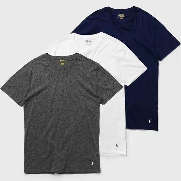 Polo Ralph Lauren 3 Pack Crew Neck T-shirts - White, Navy & Grey