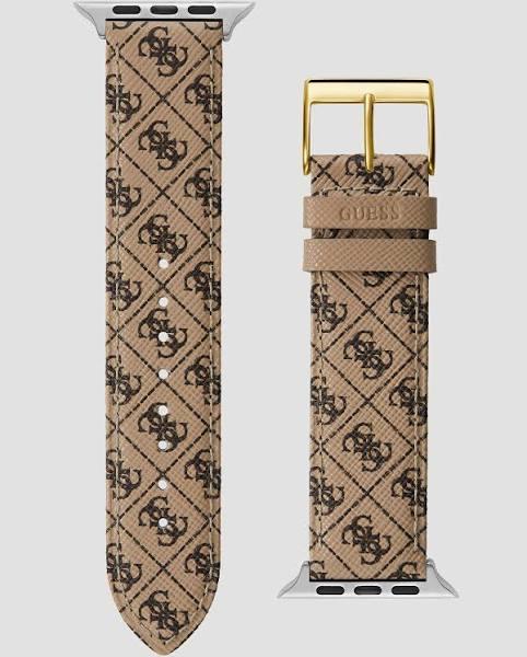 Guess Logo Leather Mens Apple Watch Strap in Brown