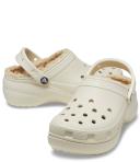 Crocs Women's Classic Platform Lined Clog; Bone, W5