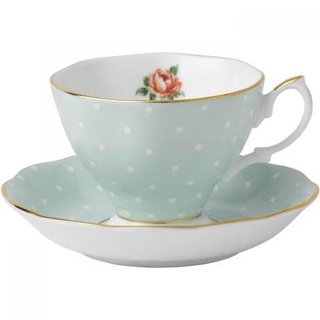 Royal Albert Polka Rose Teacup & Saucer Set