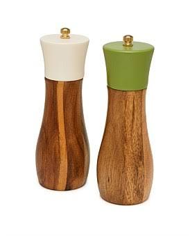 David Jones Alba Acacia Salt and Pepper Grinder Set in Brown, Size 7cm