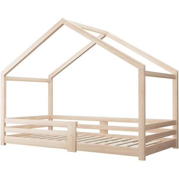 Oikiture Bed Frame Wooden Single Size Timber House Frame