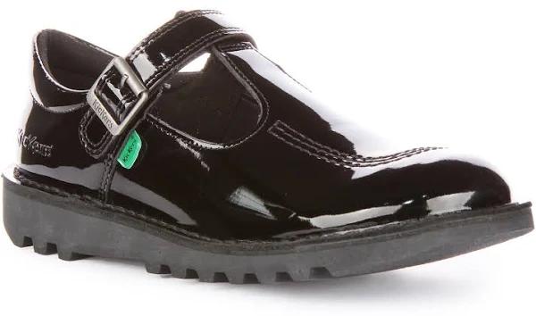 Kickers Kick T Vel Y Black Patent Bar Shoes