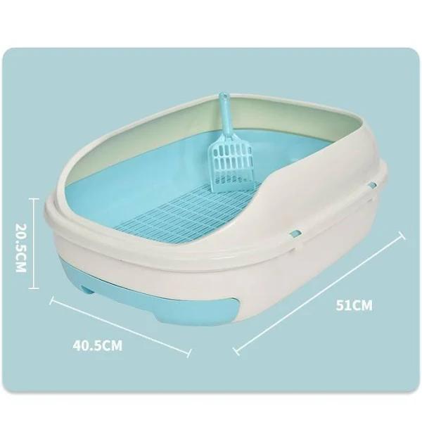 YES4PETS Medium Portable Cat Toilet Litter Box Tray With Scoop and Grid Tray-Blue