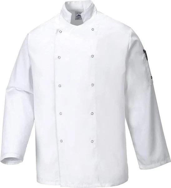 Portwest Mens Suffolk Long-Sleeved Chef Jacket White S