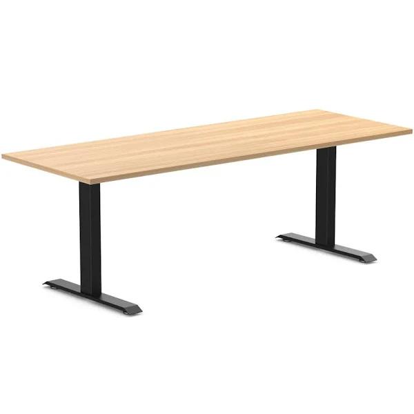 Desky Zero Melamine Office Desk - Sublime Teak / Extra Large 2000x750mm (Pre Order Early October) / Matte Black