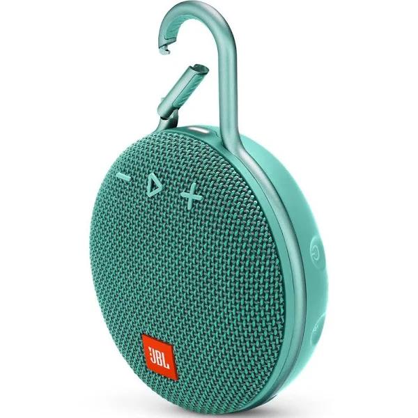 JBL JBLCLIP3TEAL Clip 3 Portable Waterproof Wireless Bluetooth Speaker - Teal, 6.5 x 4.3 x 2