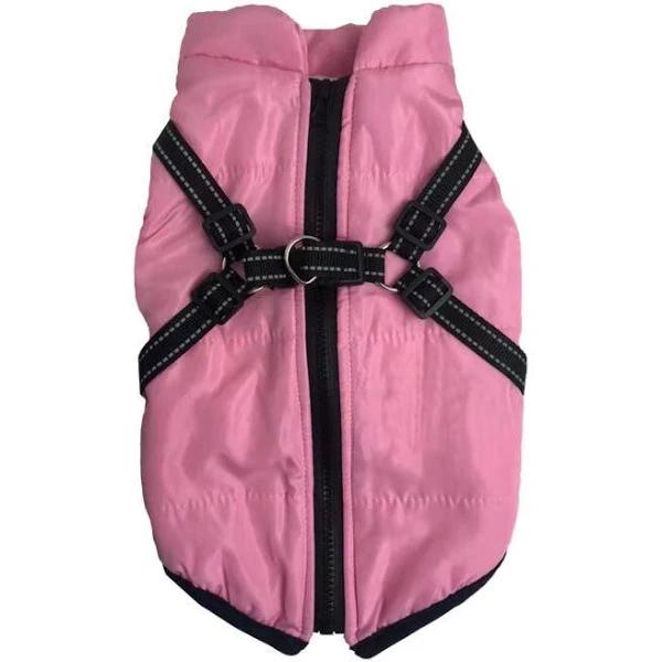 HOD Pink No Pull Harness Warm Dog Jacket - Medium