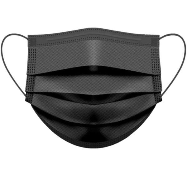 Werkomed Black Face Mask 3 Ply 50 Pack With Earloops