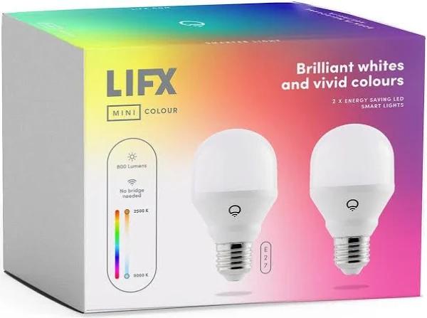 LIFX Mini Colour A19 E27 LED Smart Bulb (2 Pack)