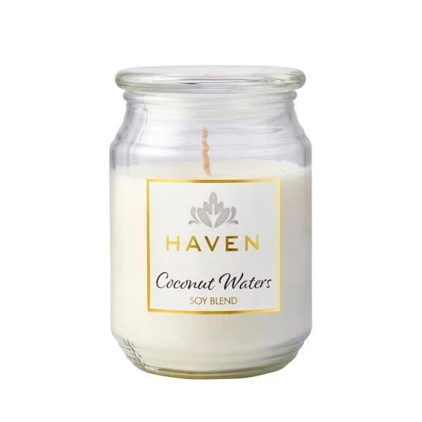 Haven Soy Blend Candle Glass with Lid Coconut Waters Each