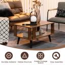 Giantex 2-Tier Coffee Table Wood Center Table Open Storage Shelf Industrial Side Table Rustic Brown