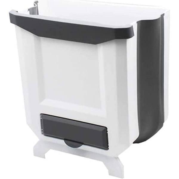 OliandOla Kitchen Rubbish Bin Plastic Folding Wall Mounted For Cupboard Door Hanging 8L White