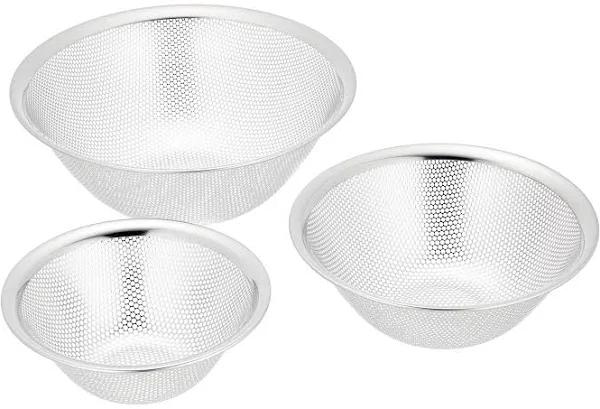 Sori Yanagi Colander Punching Strainer, Made in Japan, 3-Piece Set, 6.3 Inches (16.19.23 cm), Stainless Steel