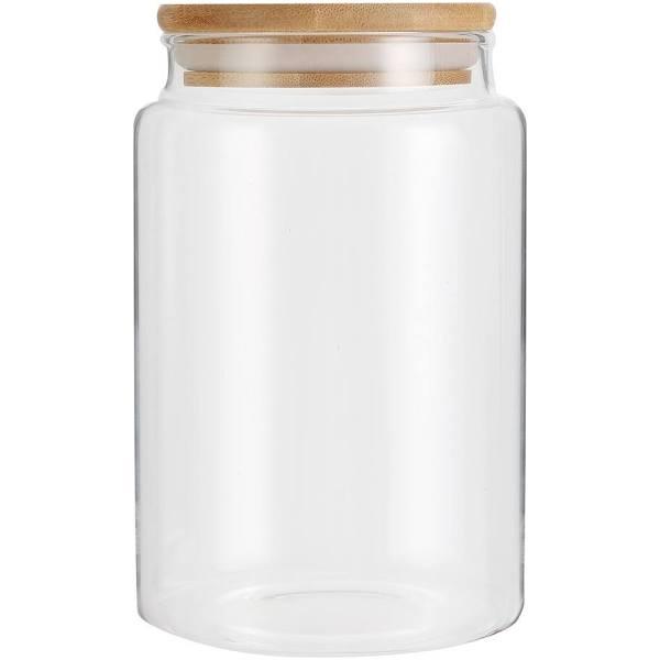 Glass Jars w/ Bamboo Lids [12 Pack] 930ml Home Food Storage Canisters Containers Spice Jar Wedding Favours Empty Clear Glass Bottles with Wood Lid