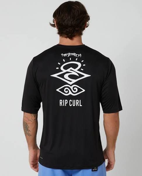 Rip Curl Mens 2023 Icons Surflite UPF Short Sleeve Rash Vest - Black